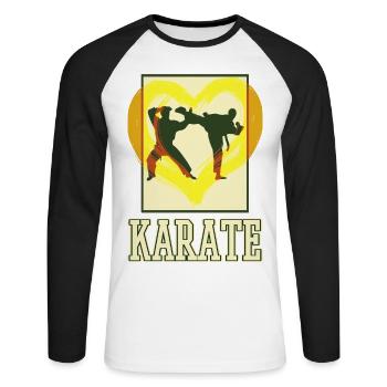 Karate Karateka Kampsport Kampfkunst Kämpfen Herz - Unisex Baseballshirt langarm - Weiß/Schwarz - Vorne - Nik (191cm)