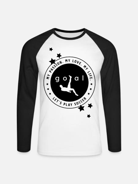 Leidenschaft Fußball - Unisex Baseballshirt langarm - Weiß/Schwarz