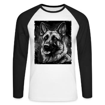 German Shepherd Dog Portrait - Unisex Long Sleeve Baseball T-Shirt - white/black - Front - Nik (191cm)