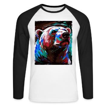 Polar Bear Portrait Polar Bear - Unisex Long Sleeve Baseball T-Shirt - white/black - Front - Nik (191cm)