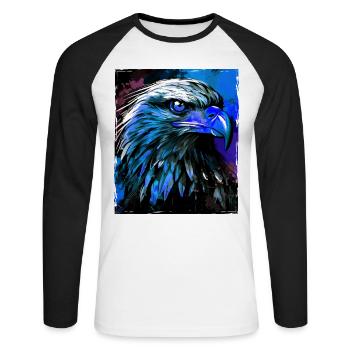 Portrait d’aigle - T-shirt baseball manches longues Homme - blanc/noir - Devant - Nik (191cm)