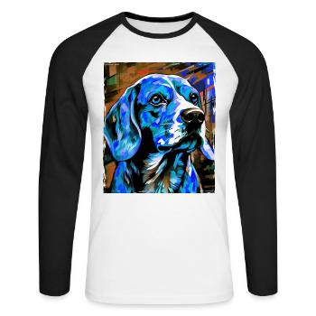 Portrait de chien beagle - T-shirt baseball manches longues Homme - blanc/noir - Devant - Nik (191cm)