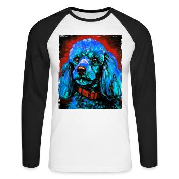 Caniche chien portrait - T-shirt baseball manches longues Homme - blanc/noir - Devant - Nik (191cm)