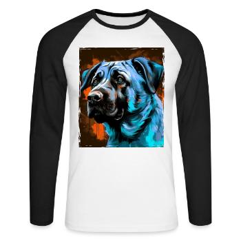 Portrait de chien Kangal - T-shirt baseball manches longues Homme - blanc/noir - Devant - Nik (191cm)