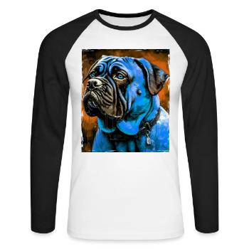 Portrait de chien Mastiff - T-shirt baseball manches longues Homme - blanc/noir - Devant - Nik (191cm)
