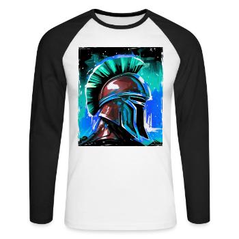 Spartan Warrior Sparta Helmet - Unisex Long Sleeve Baseball T-Shirt - white/black - Front - Nik (191cm)
