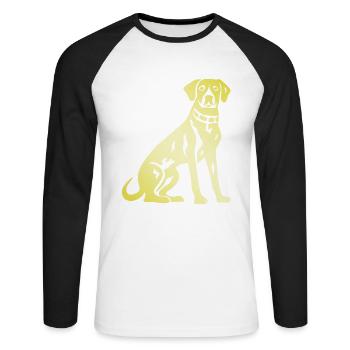 Silhouette de chien dalmatien - T-shirt baseball manches longues Homme - blanc/noir - Devant - Nik (191cm)