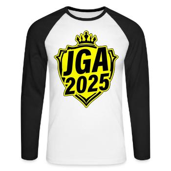 Jga 2025 Junggesellen Abschied - Unisex Baseballshirt langarm - Weiß/Schwarz - Vorne - Nik (191cm)