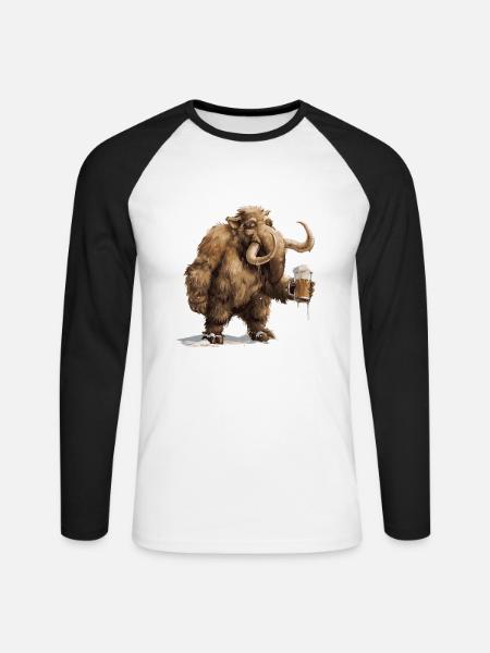 Mammut Beer Funny - Unisex Long Sleeve Baseball T-Shirt - white/black