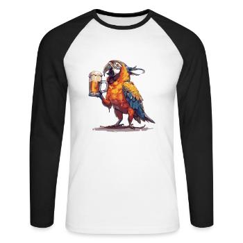 Bière Parrot Drôle - T-shirt baseball manches longues Homme - blanc/noir - Devant - Nik (191cm)