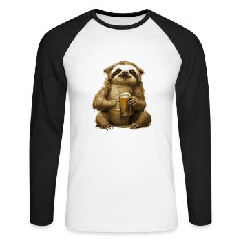 Faul Bier Lustig - Unisex Baseballshirt langarm - Weiß/Schwarz - Vorne - Nik (191cm)
