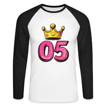 5 Number Crown - Unisex Long Sleeve Baseball T-Shirt - white/black - Front - Nik (191cm)