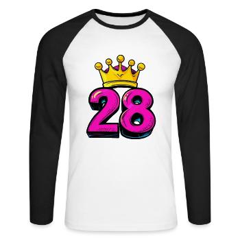 28 Nombre Couronne - T-shirt baseball manches longues Homme - blanc/noir - Devant - Nik (191cm)