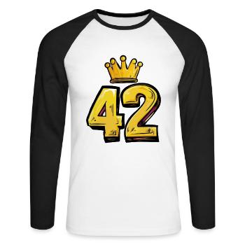 42 Nombre Couronne - T-shirt baseball manches longues Homme - blanc/noir - Devant - Nik (191cm)