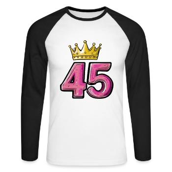Couronne à 45 chiffres - T-shirt baseball manches longues Homme - blanc/noir - Devant - Nik (191cm)
