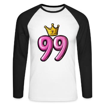 Couronne à 99 chiffres - T-shirt baseball manches longues Homme - blanc/noir - Devant - Nik (191cm)