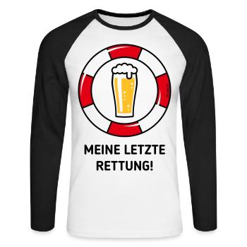 Meine Letzte Rettung! (Bier / Willibecher / POS) - Unisex Baseballshirt langarm - Weiß/Schwarz - Vorne - Nik (191cm)