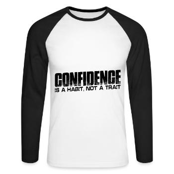 Confidence is a habit, not a trait 4 - Unisex Long Sleeve Baseball T-Shirt - white/black - Front - Nik (191cm)