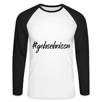 Autriche Va Hashtag Cadeau amusant - T-shirt baseball manches longues Homme - blanc/noir - Devant - Nik (191cm)