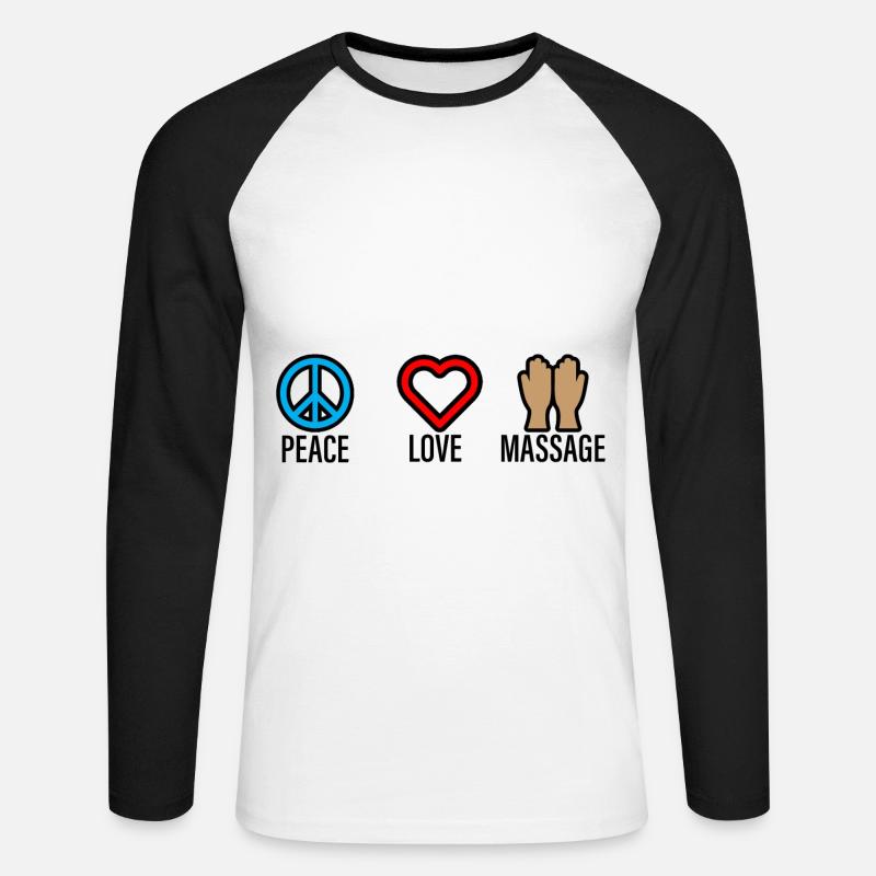 Peace Love Massage 2 - Unisex Baseballshirt langarm - Weiß/Schwarz
