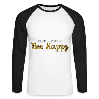 Don't Worry Bee Happy 27 - Unisex Long Sleeve Baseball T-Shirt - white/black - Front - Nik (191cm)