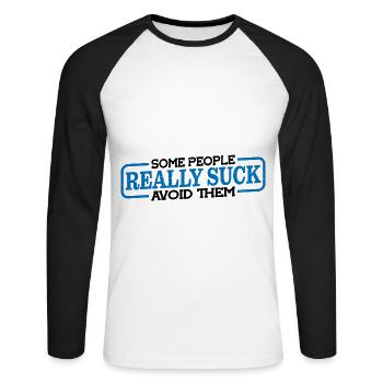 Certaines personnes sont vraiment nulles les éviter 3 - T-shirt baseball manches longues Homme - blanc/noir - Devant - Nik (191cm)