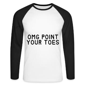 Omg pointez vos orteils 6 - T-shirt baseball manches longues Homme - blanc/noir - Devant - Nik (191cm)