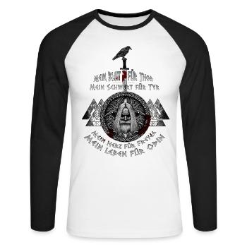 Mein Leben für Odin! - Unisex Baseballshirt langarm - Weiß/Schwarz - Vorne - Nik (191cm)