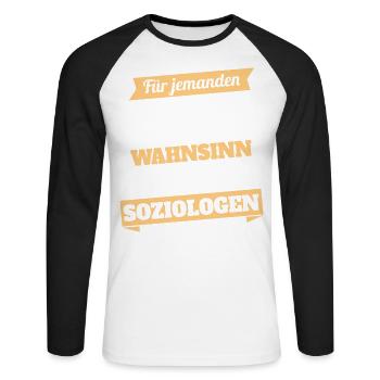 Soziologe Held - Unisex Baseballshirt langarm - Weiß/Schwarz - Vorne - Nik (191cm)