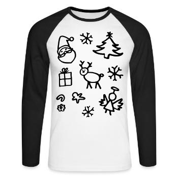 motifs de Noël Cadeaux de Noël photo - T-shirt baseball manches longues Homme - blanc/noir - Devant - Nik (191cm)
