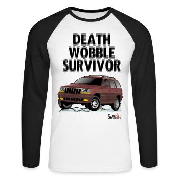 death wobble WJ - Unisex Long Sleeve Baseball T-Shirt - white/black - Front - Nik (191cm)