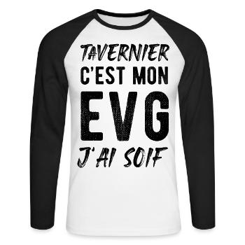 Evg humour tavernier enterrement de vie de garçon - T-shirt baseball manches longues Homme - blanc/noir - Devant - Nik (191cm)