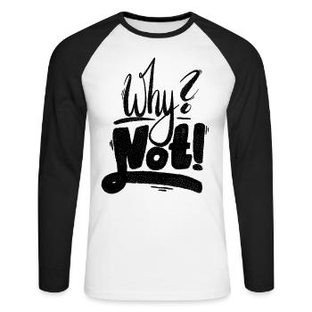 Pourquoi pas le point d’exclamation - T-shirt baseball manches longues Homme - blanc/noir - Devant - Nik (191cm)