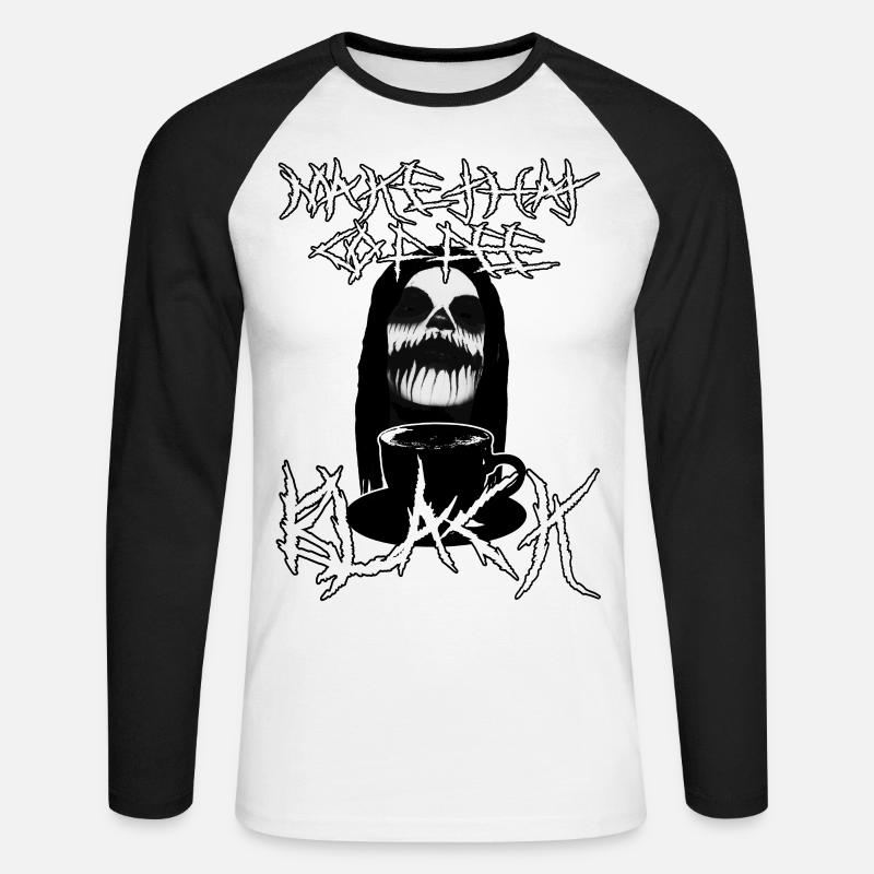 Machen Sie den Kaffee schwarz - Unisex Baseballshirt langarm - Weiß/Schwarz