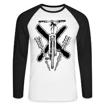Extreme sports, Bike, Mountain bike, MTB, Hobby - Unisex Long Sleeve Baseball T-Shirt - white/black - Front - Nik (191cm)