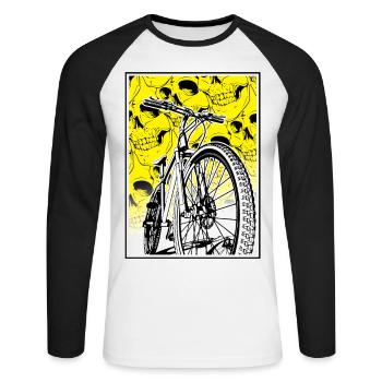 Sport amusant, Sport extrême, Vélo, VTT, VTT - T-shirt baseball manches longues Homme - blanc/noir - Devant - Nik (191cm)