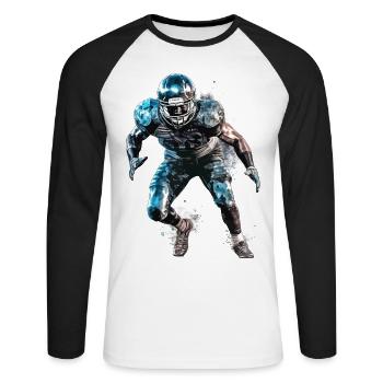Joueur de football américain USA Sport Splash - T-shirt baseball manches longues Homme - blanc/noir - Devant - Nik (191cm)