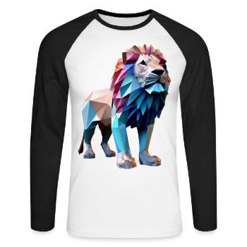 Lions polygonaux - T-shirt baseball manches longues Homme - blanc/noir - Devant - Nik (191cm)
