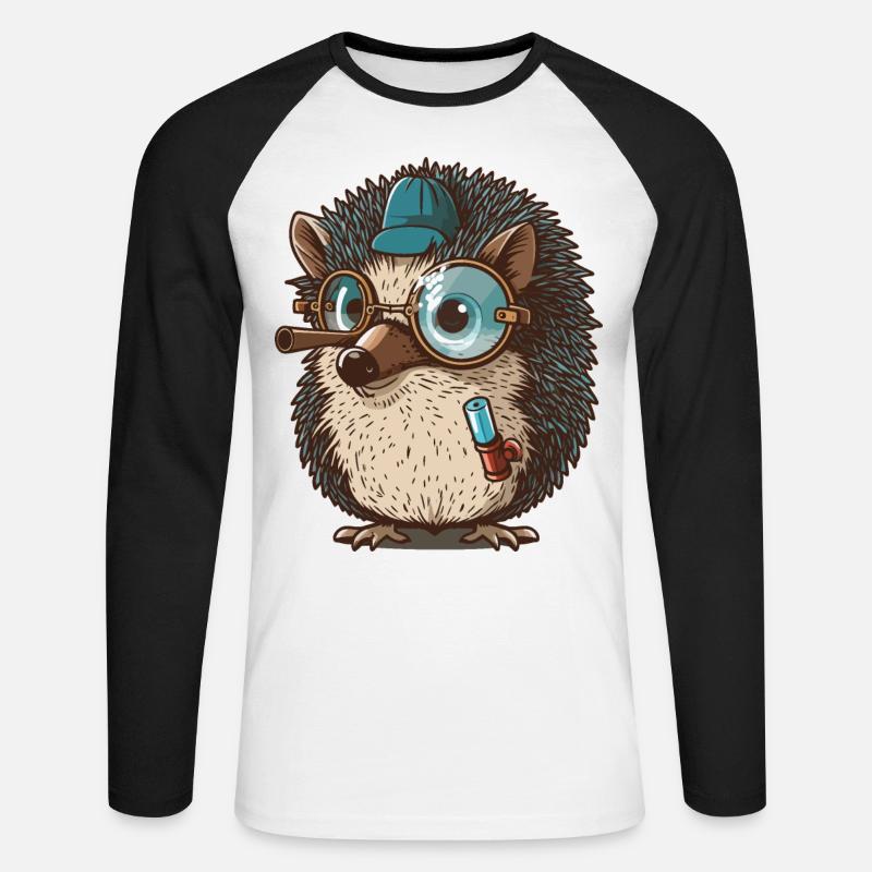 Monokel-Igel - Unisex Baseballshirt langarm - Weiß/Schwarz