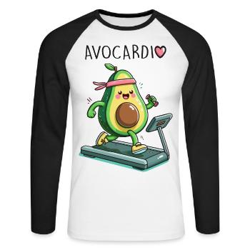 Avocardio - Unisex Baseballshirt langarm - Weiß/Schwarz - Vorne - Nik (191cm)