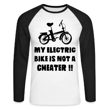 Electric Bike Not A Cheater - Unisex Baseballshirt langarm - Weiß/Schwarz - Vorne - Nik (191cm)