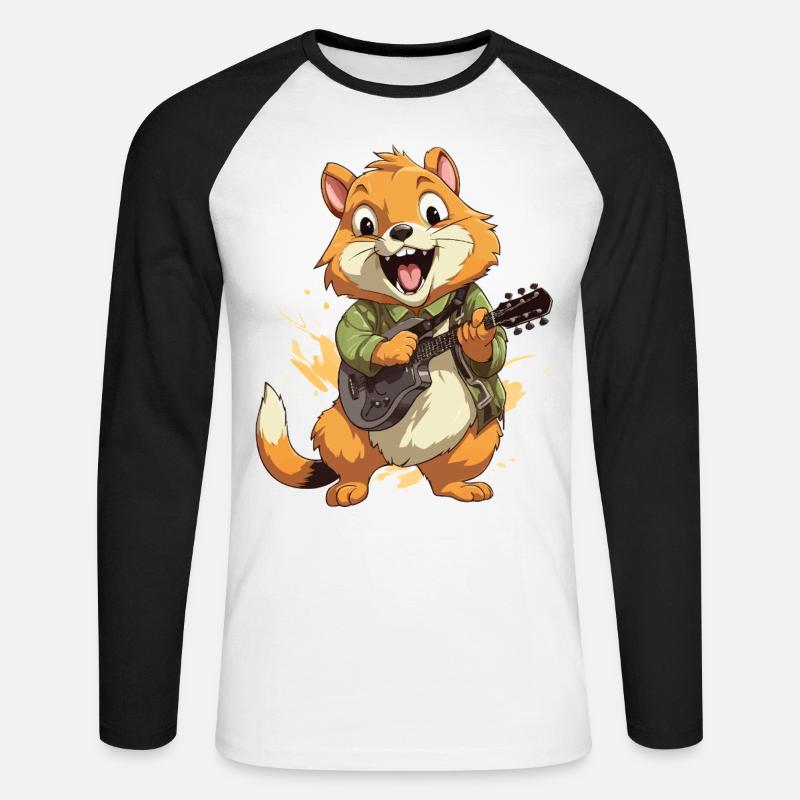 Harmonische Eichhörnchen-Serenade - Unisex Baseballshirt langarm - Weiß/Schwarz