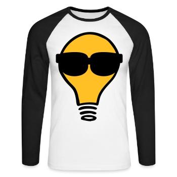 Nerd Birne Glühbirne Sonnenbrille - Unisex Baseballshirt langarm - Weiß/Schwarz - Vorne - Nik (191cm)