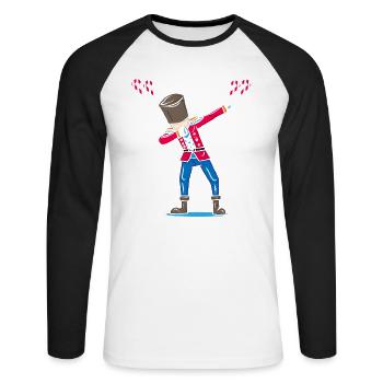 Dabbing Nutcracker Christmas gift DAB - Unisex Long Sleeve Baseball T-Shirt - white/black - Front - Nik (191cm)