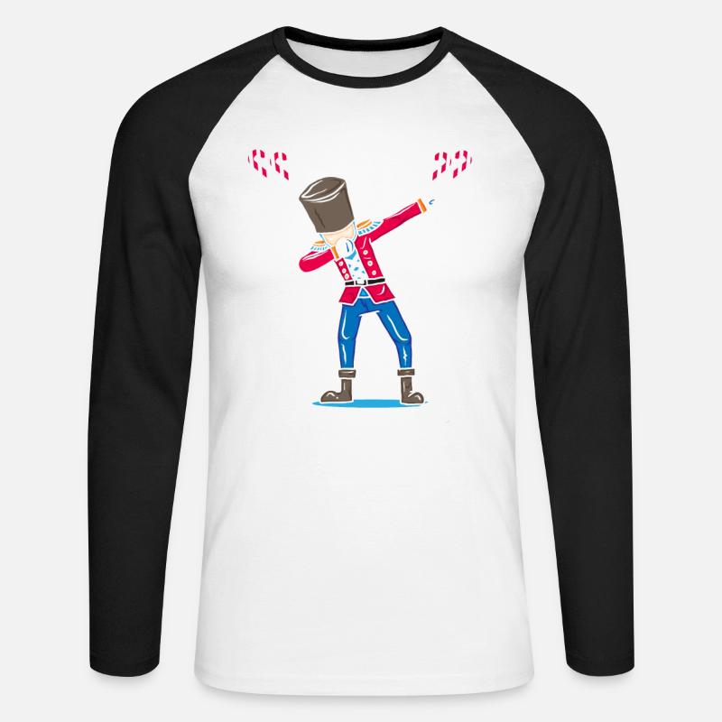 Dabbing Nutcracker Christmas gift DAB - Unisex Long Sleeve Baseball T-Shirt - white/black