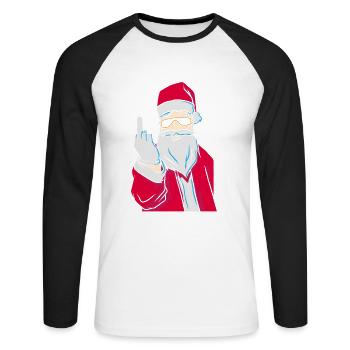 Santa middle finger Christmas gift - Unisex Long Sleeve Baseball T-Shirt - white/black - Front - Nik (191cm)