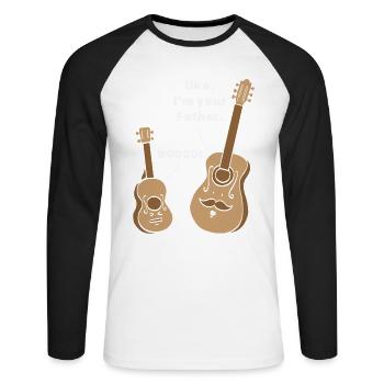 Cadeau de guitare ukulélé Uke, je suis la ton père - T-shirt baseball manches longues Homme - blanc/noir - Devant - Nik (191cm)