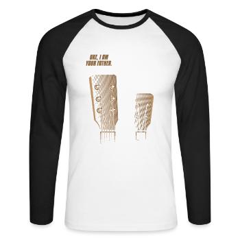 Cadeau de guitare ukulélé Uke vous êtes mon père - T-shirt baseball manches longues Homme - blanc/noir - Devant - Nik (191cm)