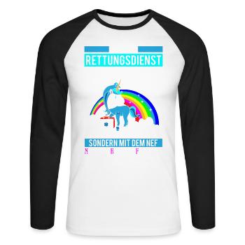 Cadeau de sauvetage princesse Licorne - T-shirt baseball manches longues Homme - blanc/noir - Devant - Nik (191cm)