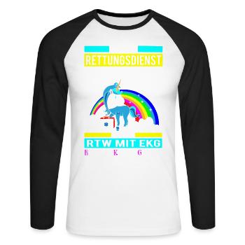 Cadeau de sauvetage princesse Licorne - T-shirt baseball manches longues Homme - blanc/noir - Devant - Nik (191cm)